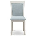 thumbnail image 3 of MZC0T15 Dining Room Chairs Set of 2 - Baby Blue Linen Fabric Seat and High Chair Back -Wire Brushed Linen White Finish (SET OF 2), 3 of 5