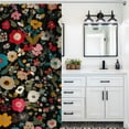 thumbnail image 5 of Dark Background Vibrant Floral Pattern Shower Curtains - Bath Shower Curtain Set with 12 Hooks for Adults Kids Bathroom Decor Accessories, 5 of 7
