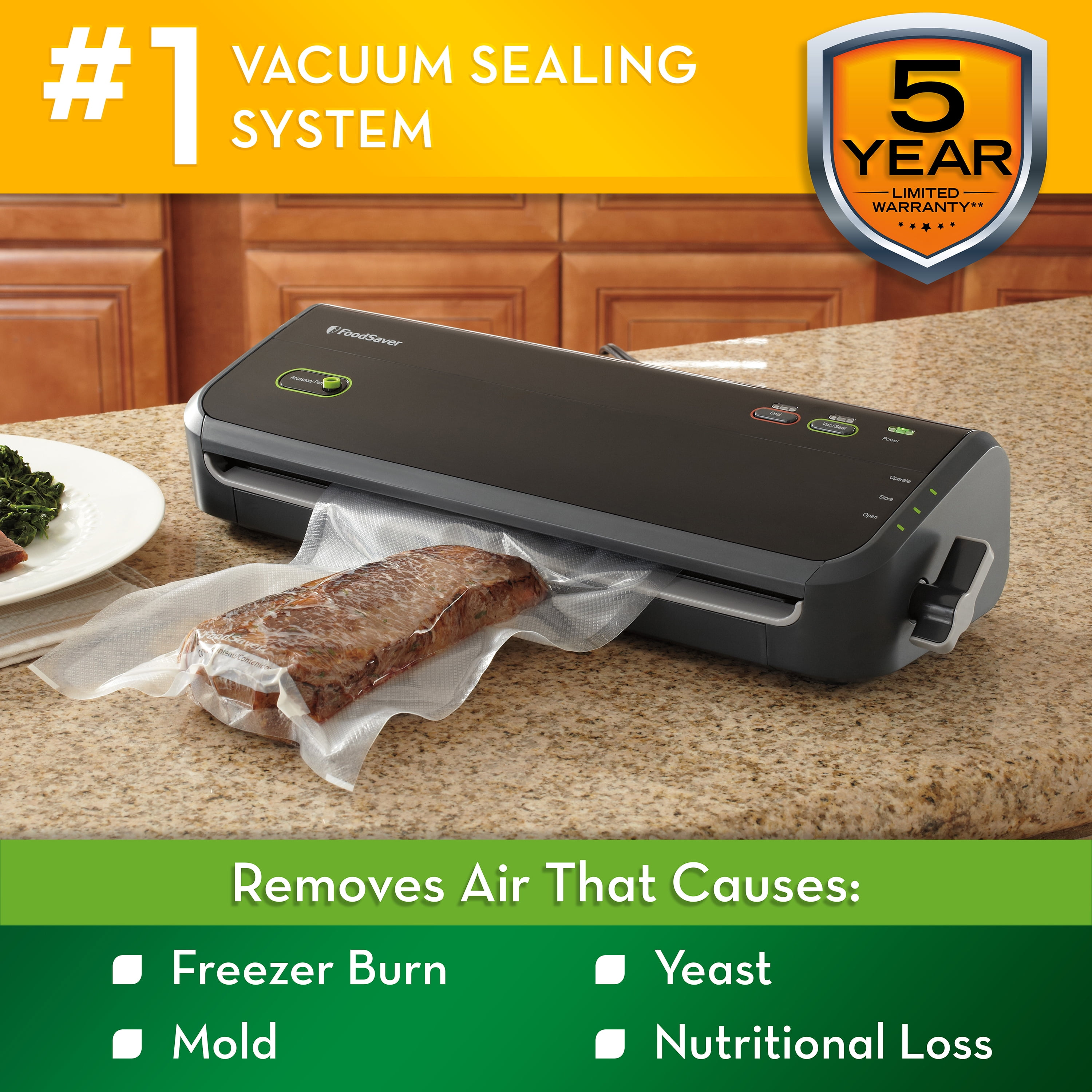 FoodSaver FM2000 Series Vacuum Sealing System with Handheld Seasler Dock in  Black