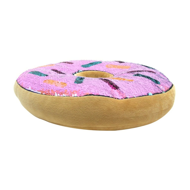 Blue Pink Sprinkle Donut Reversible Sequin Plush Throw Pillow Decorative Cushion Blue Pink Sprinkle Donut Reversible Sequin Plush Throw Pillow Decorative Cushion
