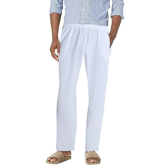 HBFAGFB Pants for Men Casual and Lightweight Straight Leg Pants Summer Pants with Pockets White Size XXXL