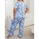 thumbnail image 2 of Women's Plus Size Blue Round Neck Pajama Set, 2 of 5