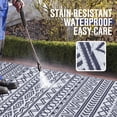 thumbnail image 2 of Smiry Outdoor Rugs 4x6, Waterproof Plastic Straw Geometric Indoor Outdoor Mat for Patio, RV Camping, Deck,Porch, Navy Blue and White, 2 of 7