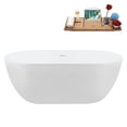 thumbnail image 3 of Streamline 61" Freestanding Soaking Bathtub – Glossy White Acrylic Tub with Matte Oil Rubbed Bronze Internal Drain and Bamboo Tray – Modern Design – 50 Gallon Capacity, 3 of 12