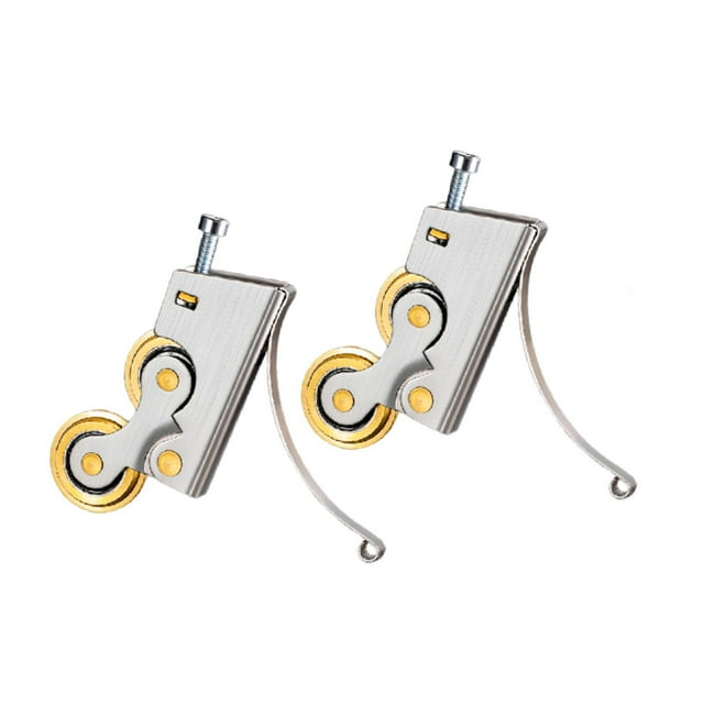 2 rodillos tándem para puerta corredera de madera con rueda de cobre silenciosa para armario Rueda doble convexa