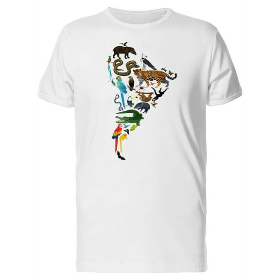 South America Fauna Map T-Shirt Men -Image by Shutterstock, Male 4X-Large
