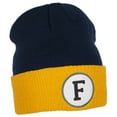 thumbnail image 2 of Daxton Custom A to Z Initial Letters Cuff Hat Beanie Warm Knit Skull Cap, Navy Gold Letter F, 2 of 4