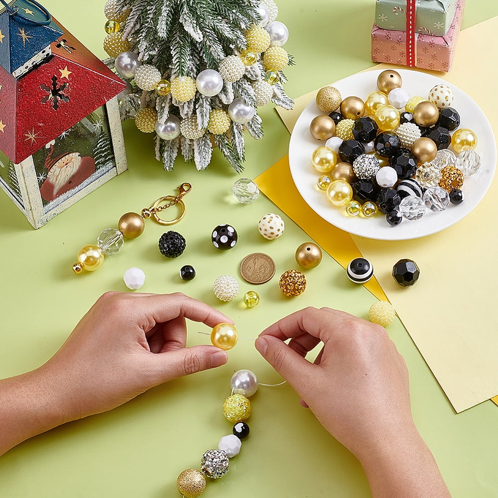 Round Resin & Acrylic & Plastic Imitation Pearl Beads Findings Kits Mixed Color 20x18mm Hole: 3mm