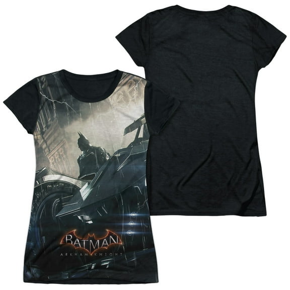 Batman Arkham Knight - Into The Night - Juniors Teen Girls Black Back Sleeve Shirt - XX-Large