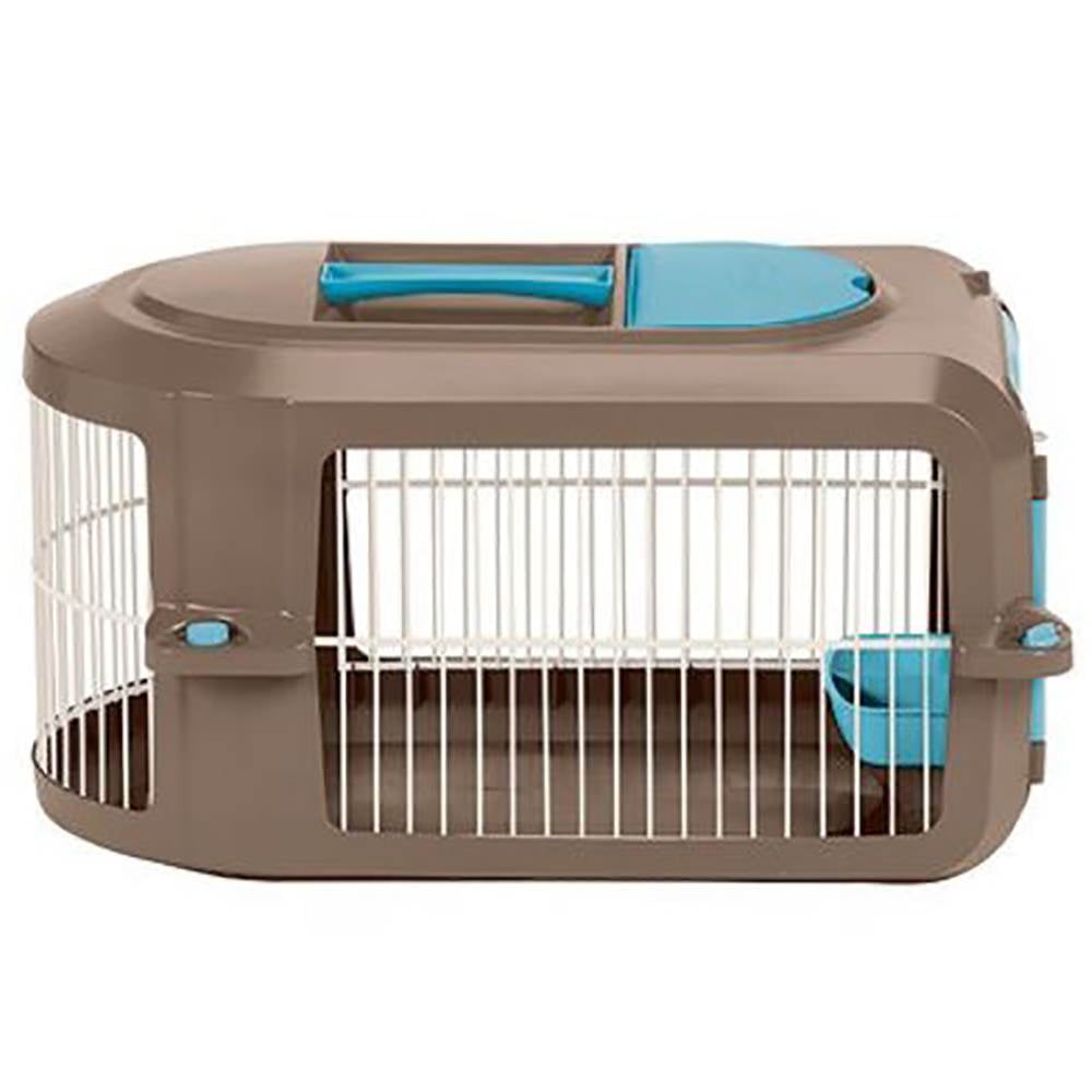 Durable Airline Approved Pet Carrier for Dogs and Cats Ideal for Air and Car Travel Suncast Deluxe Pet Carrier with Handle Taupe and Blue 