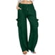 thumbnail image 1 of Pantalones de Vestido de Cintura Elástica para Mujeres Color Sólido Suelto Elástico Cordón de Cintura Pantalones de Pierna Recta de Bolsillo Grande, 1 of 5