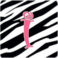 thumbnail image 1 of Monogram - Zebra Stripe And Pink Foam Coasters - Set 4, Initial Letter I, 1 of 1