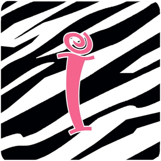 Monogram - Zebra Stripe And Pink Foam Coasters - Set 4, Initial Letter I