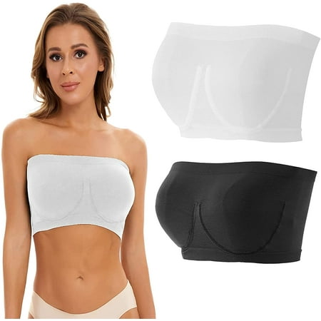 

Women Stretch Strapless Bra Summer Bandeau Crop Tube Top Bra Plus Size Strapless Padded Bralette