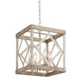 thumbnail image 1 of LNC 4-Light Farmhouse Antique White Wood And Square Shade LED Chandelier, 1 of 12