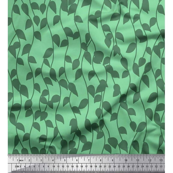Soimoi Cotton Duck Fabric Artistic Leaves Decor Fabric Printed Yard 42 Inch Wide