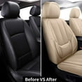 thumbnail image 2 of Coverado Beige Front Car Seat Covers, Stylish Waterproof Premium Leather Automotive Seat Protectors, Airbag Compatible Auto Interior Accessories Universal Fit for Most Cars SUV Pick-up Trucks, 2 of 10