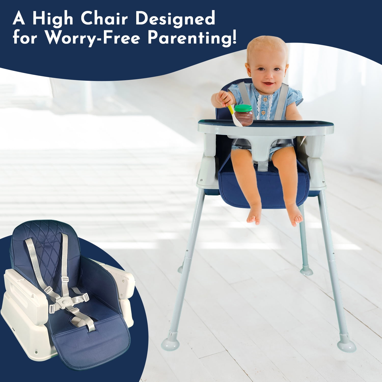 Chaise Haute Bébé évolutive 7 En 1 - Avec Table, Repose-pieds, Panier Et Double Plateau, Pour Enfants De 6 Mois à 6 Ans - 2