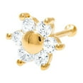 thumbnail image 2 of JewelStop 14K Yellow Gold CZ Flower Stud Nose Rings- 0.55mm 24 Gauge 6mm Long, 2 of 6