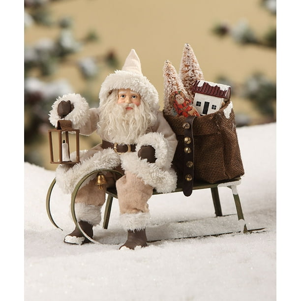 Bethany Lowe Christmas TD7679 Small Woodland Santa On The Sled 2018