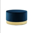 thumbnail image 2 of Nicole Miller Cocktail Ottoman Anson Velvet Upholstered Metal Trim Base Glam Style, Navy/ Gold, 2 of 9