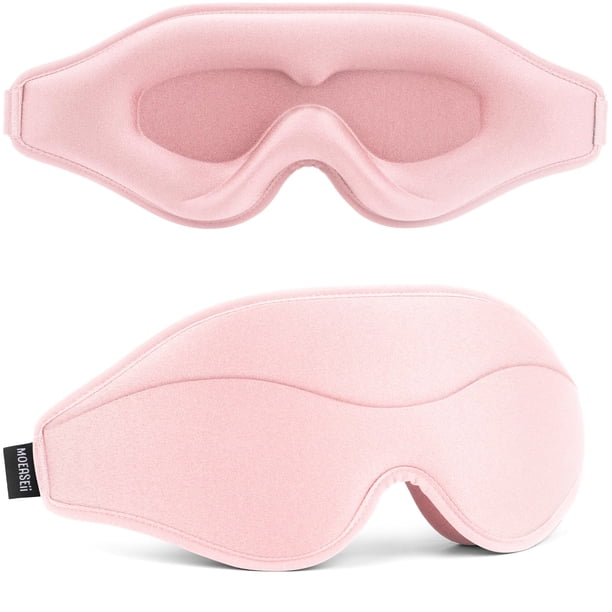 Antifaz para dormir MOEASEii 3D de oscurecimiento total, ligero, rosa