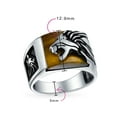 thumbnail image 5 of Bling Jewelry Mens Mens Silver Ring with Black Onyx and Tiger Eye Lion Head Handmade in Turkey, 5 of 6