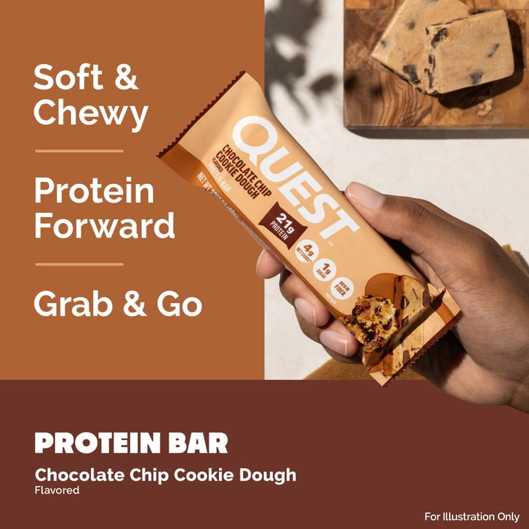 Quest Chocolate Chip Cookie Dough Protein Bar, 8pk - Walmart.com