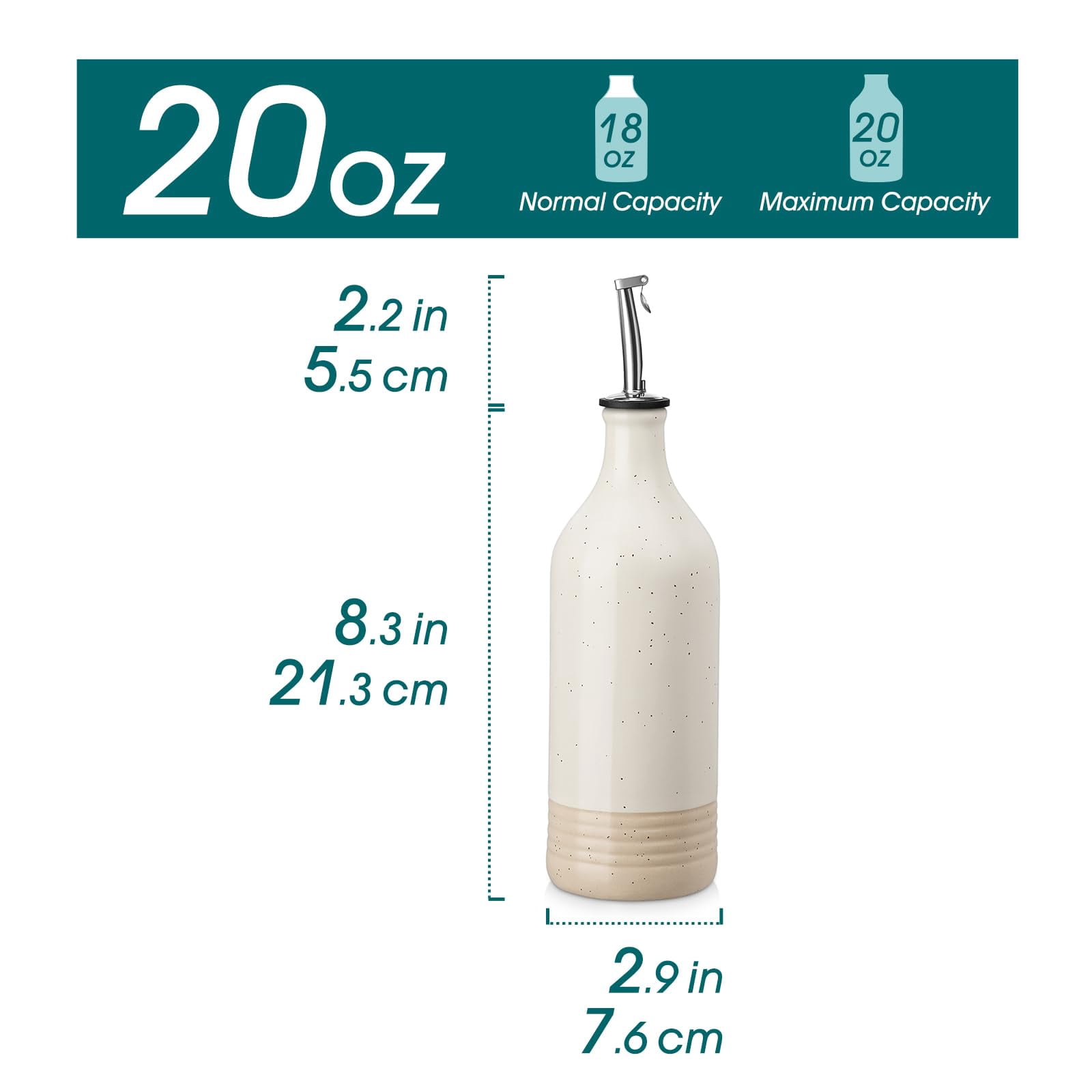NexTone 20 Oz Ceramic Olive Oil Dispenser Bottle, Bottle Dispenser with Spout and Funnel for Kitchen,Suitable for Oil, Vinegar, Coffee Syrups & Other Liquids,Cream