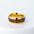 thumbnail image 3 of Yellow Gold Plated Titanium Ring with Hawaiian Koa Wood Inlay Comfort Fit Dome Wedding Ring TM588PL, 3 of 5