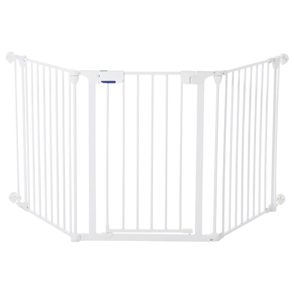 Barrera de Seguridad Metálica para Bebés y Mascotas - Expandible de 8 Paneles con Puerta - 200 x 73 cm - Diseño Antipellizcos - Incluye Montaje a Pared - Ideal para Escaleras, Chimeneas y Puertas