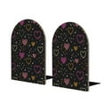 thumbnail image 2 of Picia Heart and Stars Pattern Wood Bookends for Shelves,Non-slip Bookends, Heavy Duty Wooden Bookend Support,1 Pair, 2 of 8