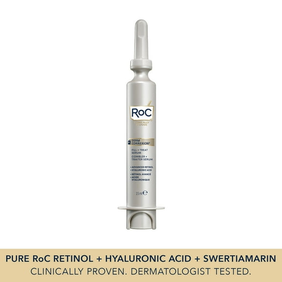 RoC Skincare - Derm Correxion®️ - Sérum + Rétinol avancé + Acide hyaluronique Combler + Traiter (15 ml)
