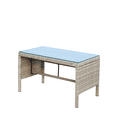 thumbnail image 6 of Tcbosik Outdoor Rattan Coffee Table with Tempered Glass, 31.1" Patio Table with Storage, 2-Tier Accent Table for Outside, Balcony, Deck, Porch, Grey, 6 of 7