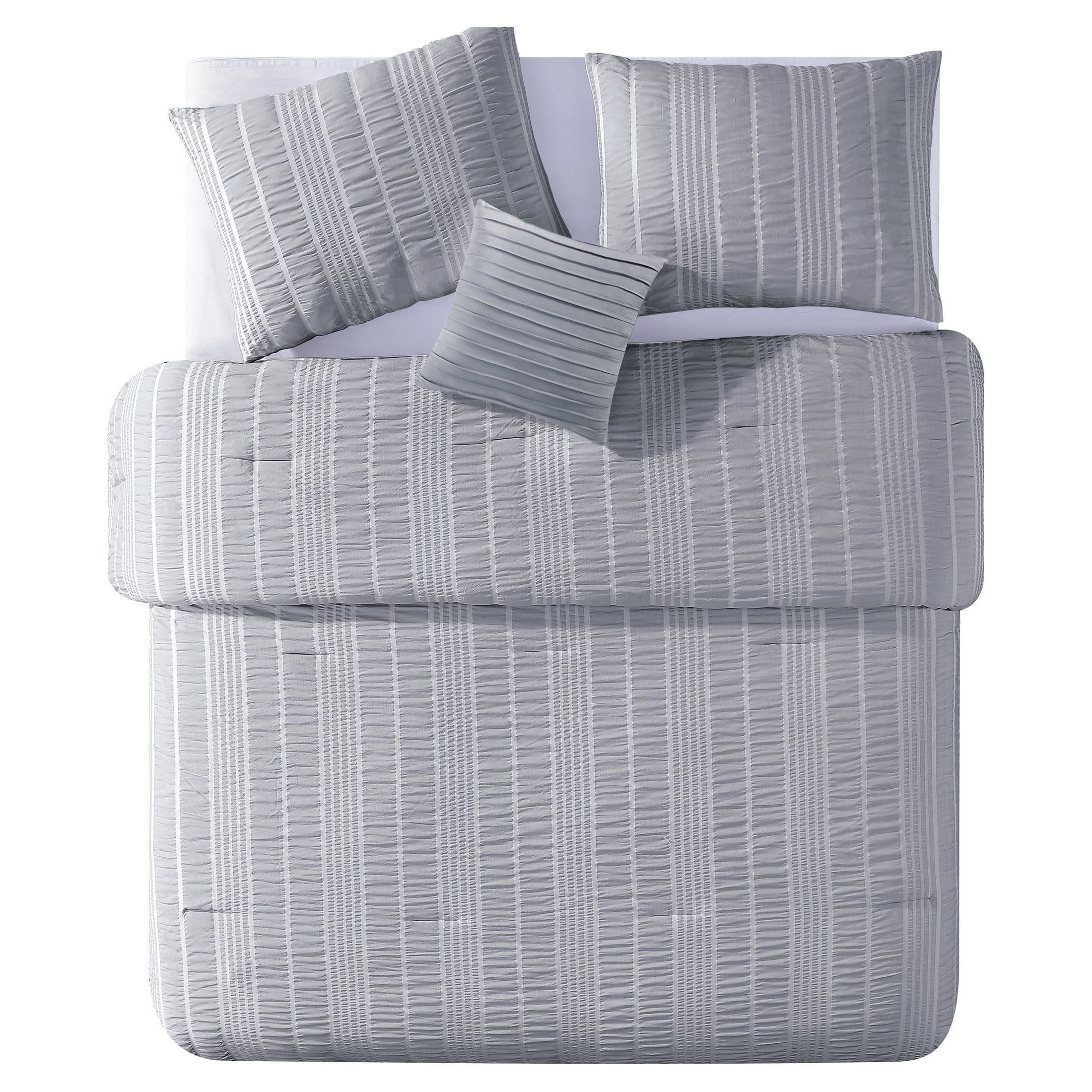 VCNY Home Dian 3-Piece Grey Stripe Polyester Comforter Set, Twin