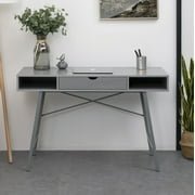 FESTIVO 47 in. Rectangular Grey 1 Drawer Writing Desk with Built-In Storage