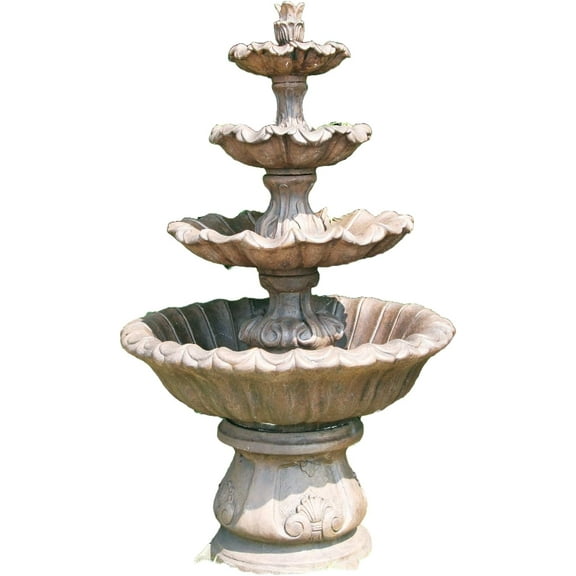 Solid Rock Stoneworks XL Scroll Leaf Fountain - 84" Tall – Espresso