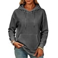 thumbnail image 3 of UDAUDU Women's Casual Hoodies Long Sleeve Lightweight Pullover Tops Loose Fit 2026 Fall Winter Sweatshirt with Pocket Dark Gray S, 3 of 5