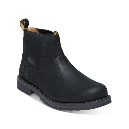 TIMBERLAND Mens Black Pull Tab Goring Cushioned Redwood Falls Round Toe Block Heel Leather Chelsea 9