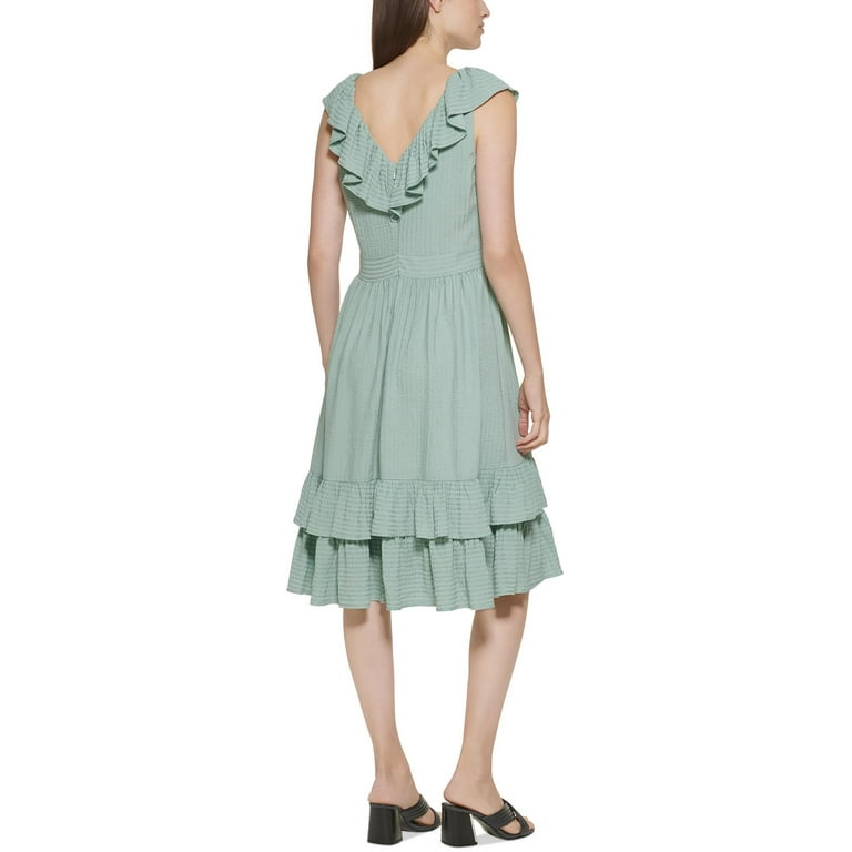 Calvin Klein Womens Ruffled V Neck Midi Dress Walmart