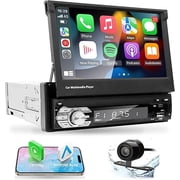Saree EZoneTronics Type-C&USB Single-Din-Carplay& Android-Auto-Car-Radio 7-inch Flip Out Touchscreen Bluetooth/Backup Camera//FM/RDS MP5 Player
