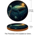 thumbnail image 3 of Whale 6PCS Round Coasters Microfiber Leather 11x11 cm/4.3x4.3 in - Set of 6 Drink Coasters for Home and Bar Use - & Easy to Clean Beverage Coasters Pack, 3 of 6