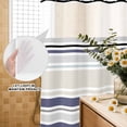 thumbnail image 3 of No Hook Shower Curtain, Beige Stripe Shower Curtains for Bathroom with See Through Top Window, Modern Abstract Art Navy Blue Striped Rustic Waterproof & Washable Bath Curtain Stall 48"x72", 3 of 9