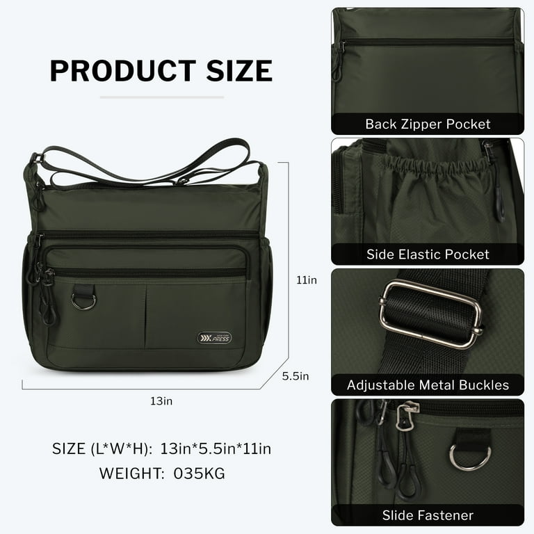 バッグ resistant messenger bag Crossbody Bag for Men Women Multi Pocket Purse Lightweight