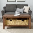 thumbnail image 2 of Walker Edison Alayna Mission Style Two Tier Coffee Table with Rattan Storage Baskets, 40 Inch, Rustic Oak, 2 of 2