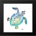 thumbnail image 2 of DeRice, Julie 12x12 Black Modern Framed Museum Art Print Titled - Sea Life in Blues II (turtle), 2 of 5