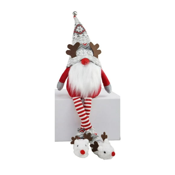 Holiday Time 25 inches knit hat gnome sitting decor, red/white/grey colors