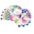 thumbnail image 2 of XMXT 6 Pcs PVC Woven Placemats, Colorful Cartoon Bird Painting Stain Resistant Anti-Skid Place Mats for Dining Table, 12 x 18 inches, 2 of 6