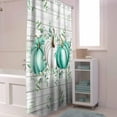 thumbnail image 4 of Fall Shower Curtain Teal Green Pumpkin Shower Curtains for Bathroom Eucalyptus Leaves White Wood Grain Bath Curtains Sets with Hooks for Autumn Thanksgiving Seasonal Decor Standard 72" X 72", 4 of 6
