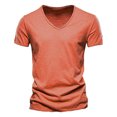thumbnail image 2 of Kovlvoll Mens T-Shirts Cotton Casual V Neck Short Sleeve Solid Color Summer Loose Basic Tees Shirt, 2 of 5